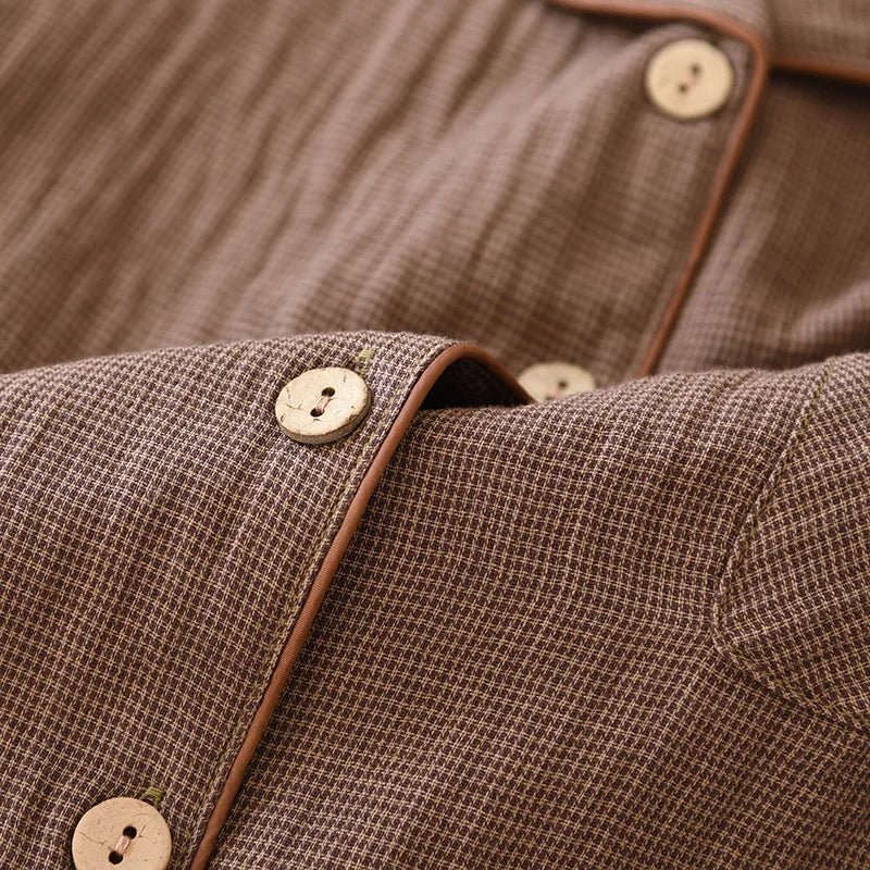 2025 New Spring Couple's Pajama Set 100% Cotton Long Sleeve Long Pants Two Piece Set for Men and Women's Home Furnishings.