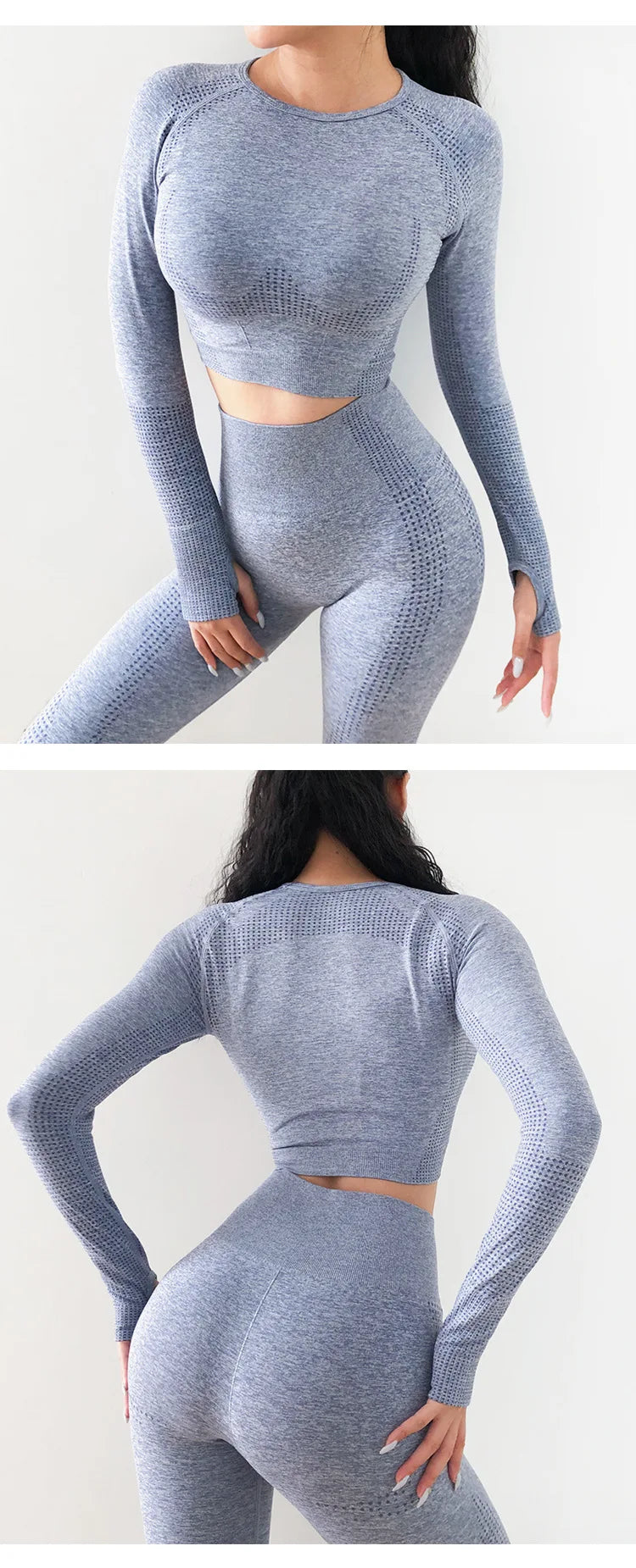 Seamless Yoga Shirt Women Fitness Long Sleeve Crop Top Workout Tops Gym Clothes Sportswear Running T-shirts.