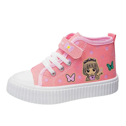 Children High top Canvas Sports Shoes Girls Lightweight Running Board Shoes New Kids Soft Bottom Non Slip Breathable Sneakers.