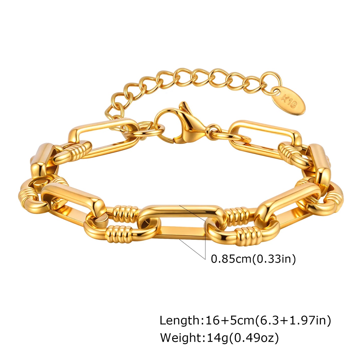 Chunky Bold Toggle Bracelets for Women, Stainless Steel OT Buckle Link Chain Bracelet Gold Plated Tarnish Free