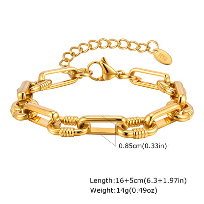 Chunky Bold Toggle Bracelets for Women, Stainless Steel OT Buckle Link Chain Bracelet Gold Plated Tarnish Free