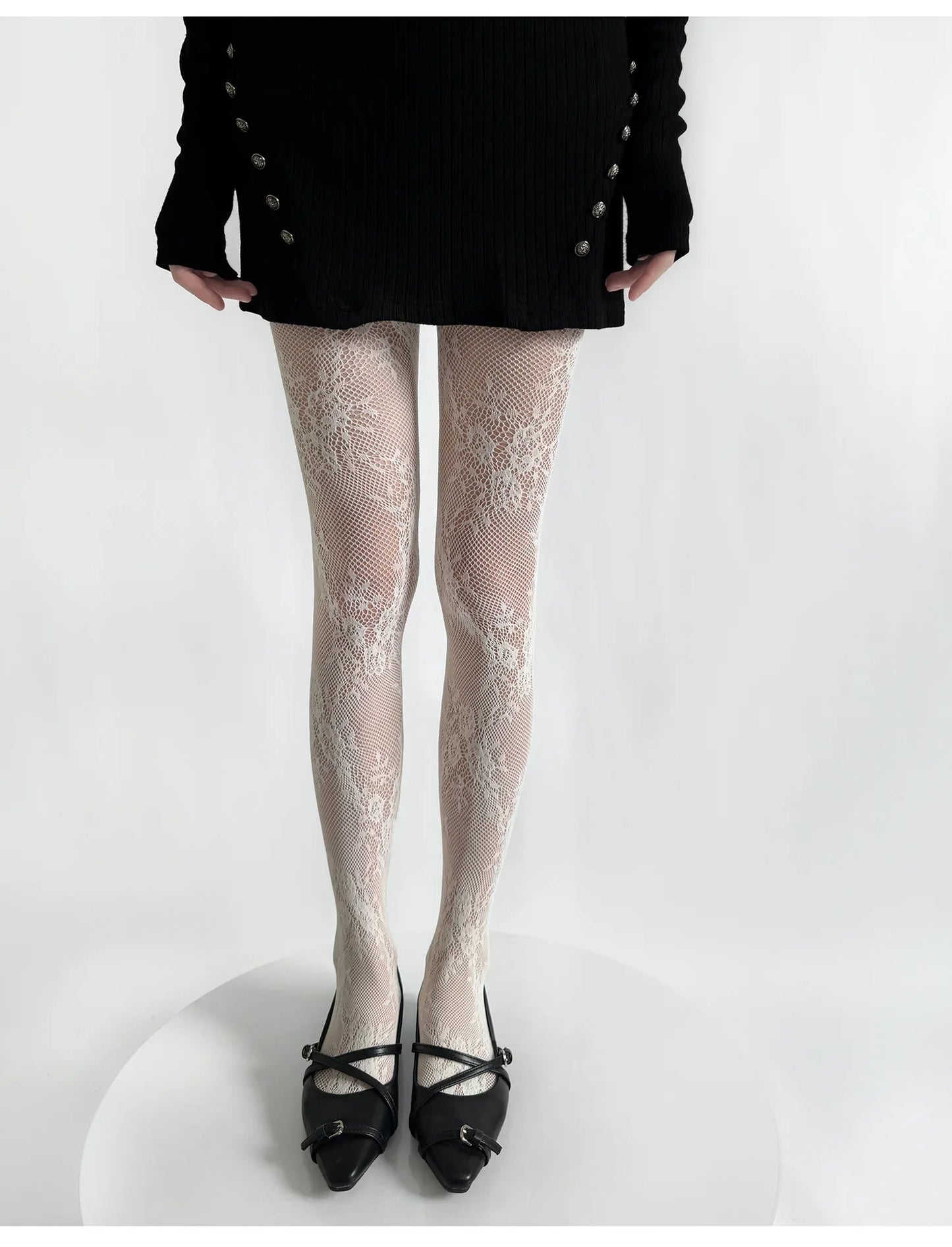2025 New Tights Women Sexy Lace Floral Thigh High Stockings Pantyhose Lingerie Hosiery Mesh Fishnet Stockings Women Tights