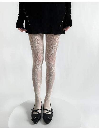 2025 New Tights Women Sexy Lace Floral Thigh High Stockings Pantyhose Lingerie Hosiery Mesh Fishnet Stockings Women Tights