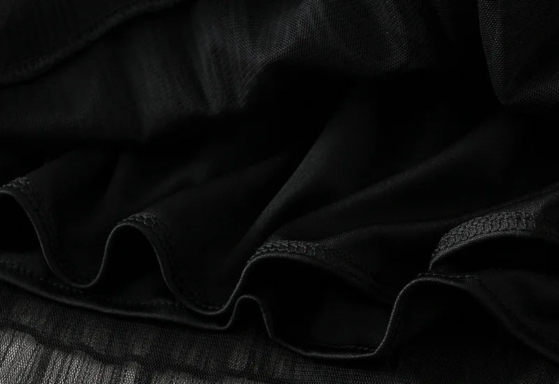 Beiyingni Woman Mesh Long Midi Cake Skirt Solid Color Elegant French Tiered Fairy Tulle Skirts Khaki Casual High Waist Faldas.