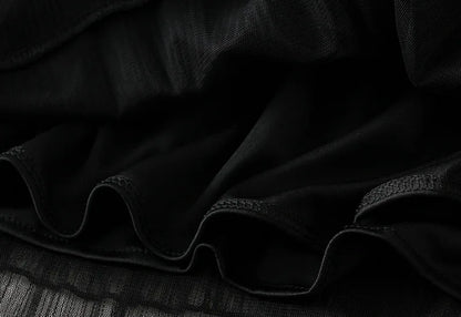 Beiyingni Woman Mesh Long Midi Cake Skirt Solid Color Elegant French Tiered Fairy Tulle Skirts Khaki Casual High Waist Faldas.