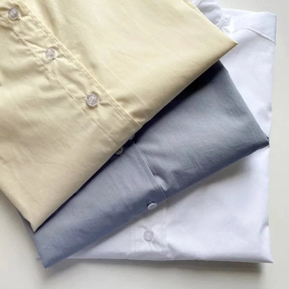 LUXURY Women's Vertical Striped Shirt, Short Front and Back, Short, Vertical Striped Shirt, Loose Long Sleeve, Commuter Style.