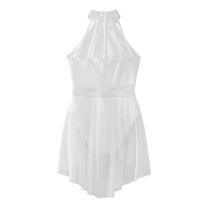 Mädchen Ballett Gymnastik Trikot lyrischen Tanz kleid ärmellose florale Spitze Tutu Tanz kleidung für Eiskunstlauf Bühnen performance