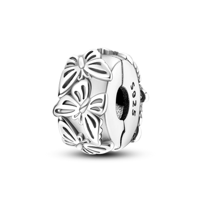 Silver Clasp 925 Sterling Silver CZ pave Clip Charms Daisy Beads Stopper Safety Chain fit Original Bangle Bracelet Jewelry Clip