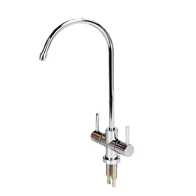 Stainless Steel Double Outlet Faucet Set Water purifier Tap Kitchen RO Faucet Double Inlet And Outlet tap 1/4 Inch Connect Hose