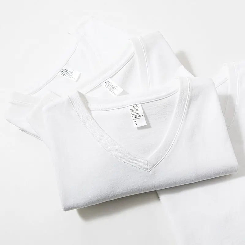 Men's T-Shirts,100% Cotton Soft,V-Neck Fashion Male Tops Tees,Short Sleeve Tee Shirt for Men Black White.