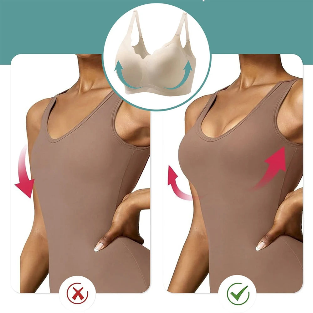 Comfortable Seamless Full Coverage Bra For Women Plus Size Wireless Bras Hide Back Fat T-Shirt Bra Push Up Everyday Bra.