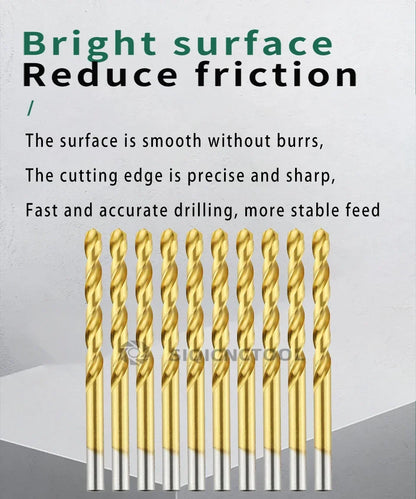 LOCO 50 Stück Titanbeschichtete Bohrer HSS Schnellarbeitsstahl-Set Werkzeug Hochwertige Elektrowerkzeuge 1/1,5/2/2,5/3 mm