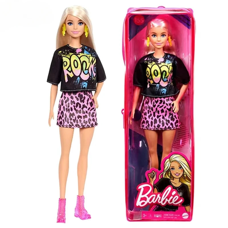 Original Barbie Fashionistas Dolls Multiple Body Shapes Skin Tones 1/6 Dress Up Accessories Kids Toys for Girls Trends Clothes