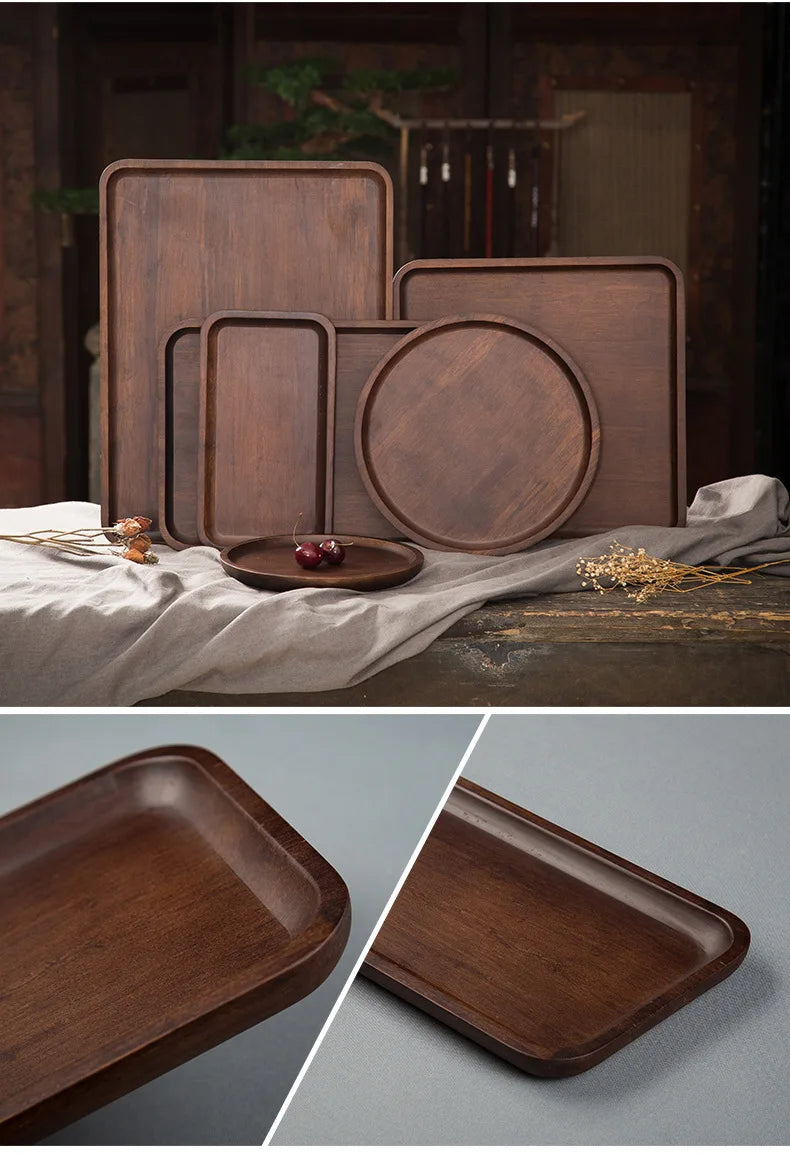 Heavy Bamboo Tray Rectangular Home Living Room Tea Tray BBQ Plate Fruit Snacks Bread Tray.