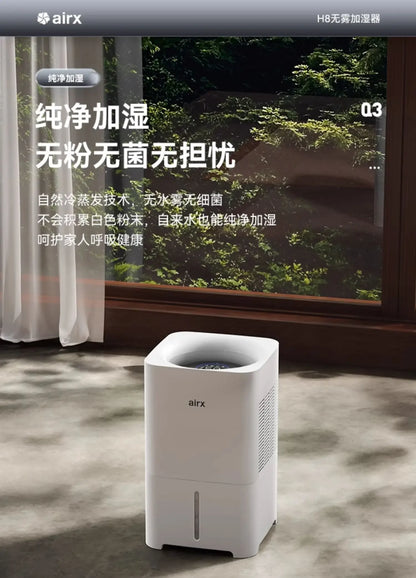 220V airx Humidifier No Mist Quiet Bedroom Cool Mist Evaporative for Baby Nursery Home Office Winter H8 BE.