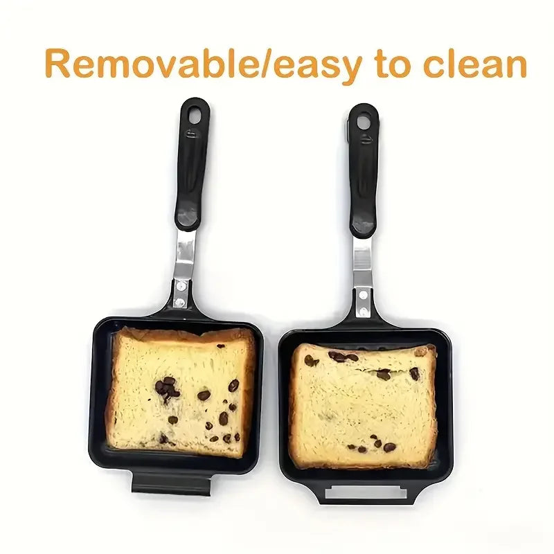 Non-Stick Camping Sandwich Panini Maker with Handle, Double Sided Frying Pan Detachable Grilled Sandwich Flip Pan.