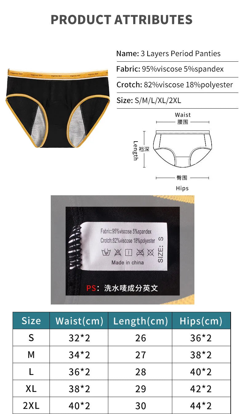 Leak-Proof Period Underwear Women Plus Size High Absorbency Reusable Menstrual Panties Anti-Stain Heavy Flow Protection Night.