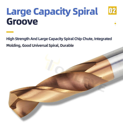 TOOLEYE Hartmetallbohrer Hartmetallbohrer Wolframstahl Spiralbohrer für Metallbearbeitung CNC-Drehmaschine Bohrwerkzeuge 1,0–20,0 mm