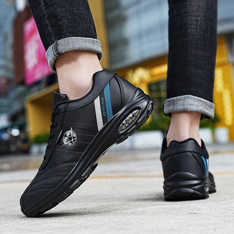 YRZL Mens Running Shoes Casual Outdoors Sneakers Breathable Sports Shoes Lightweight Non Slip Leather Walking Shoes for Men 2025.