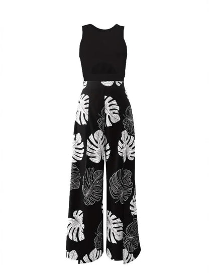 Summer Fashion Two Piece Outfits Woman New Women's Elegant Casual Hollow O Neck Short Vest Printed Trousers Set Women Clothes.