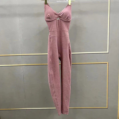 Seamless Yoga Jumpsuits Sports Fitness Peach Hip Raise Cross Beauty Back Dance Belly Contracting One-piece Tracksuits for Women