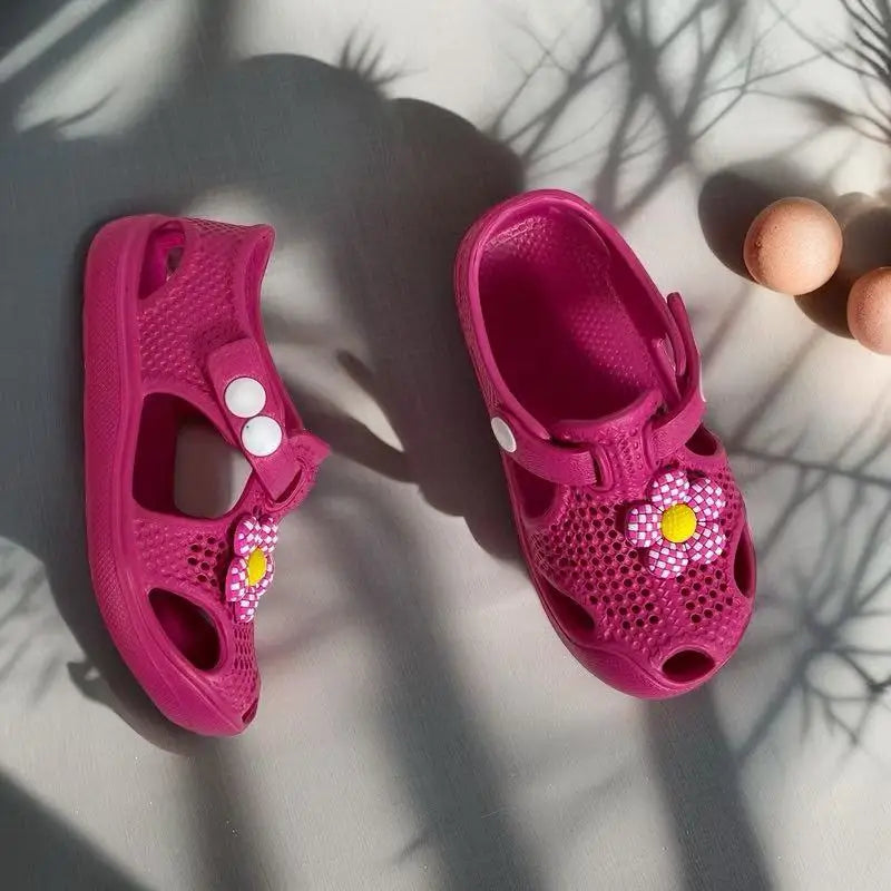 Girls' Floral Toddler Learning Shoes Lightweight Breathable EVA Hole-Patterned Sandals - Cute Versatile Beach & Daily Wear Baby.