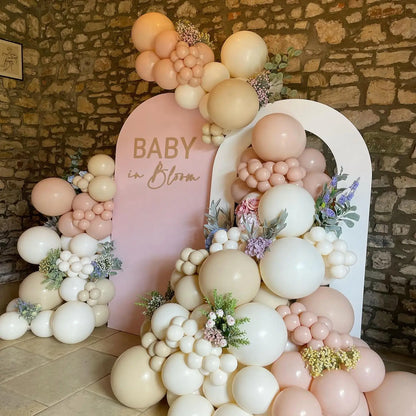 1Set Boho Dusty Pink Ballon Bogen Girlande Kit Neutral Rosa Weiß Sand Elfenbein Ballons für Mädchen Baby Dusche Geburtstag Hochzeit Deco.