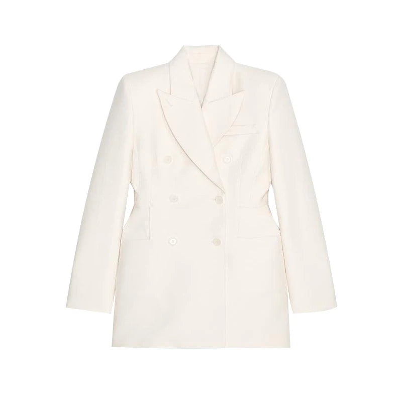 Elegante Zweireiher Blazer Mantel Frauen Schlank Revers Schulter Pads Langarm Jacke 2025, Herbst Büro Dame Pendeln Outer.