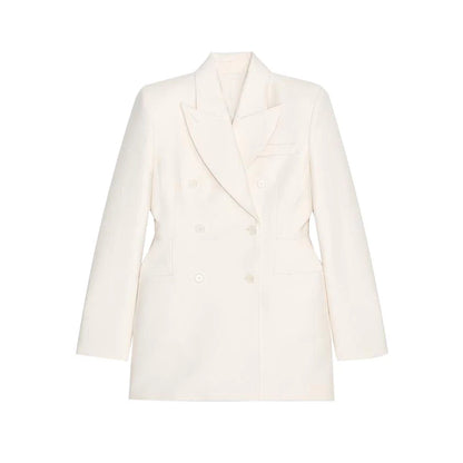 Elegante Zweireiher Blazer Mantel Frauen Schlank Revers Schulter Pads Langarm Jacke 2025, Herbst Büro Dame Pendeln Outer.