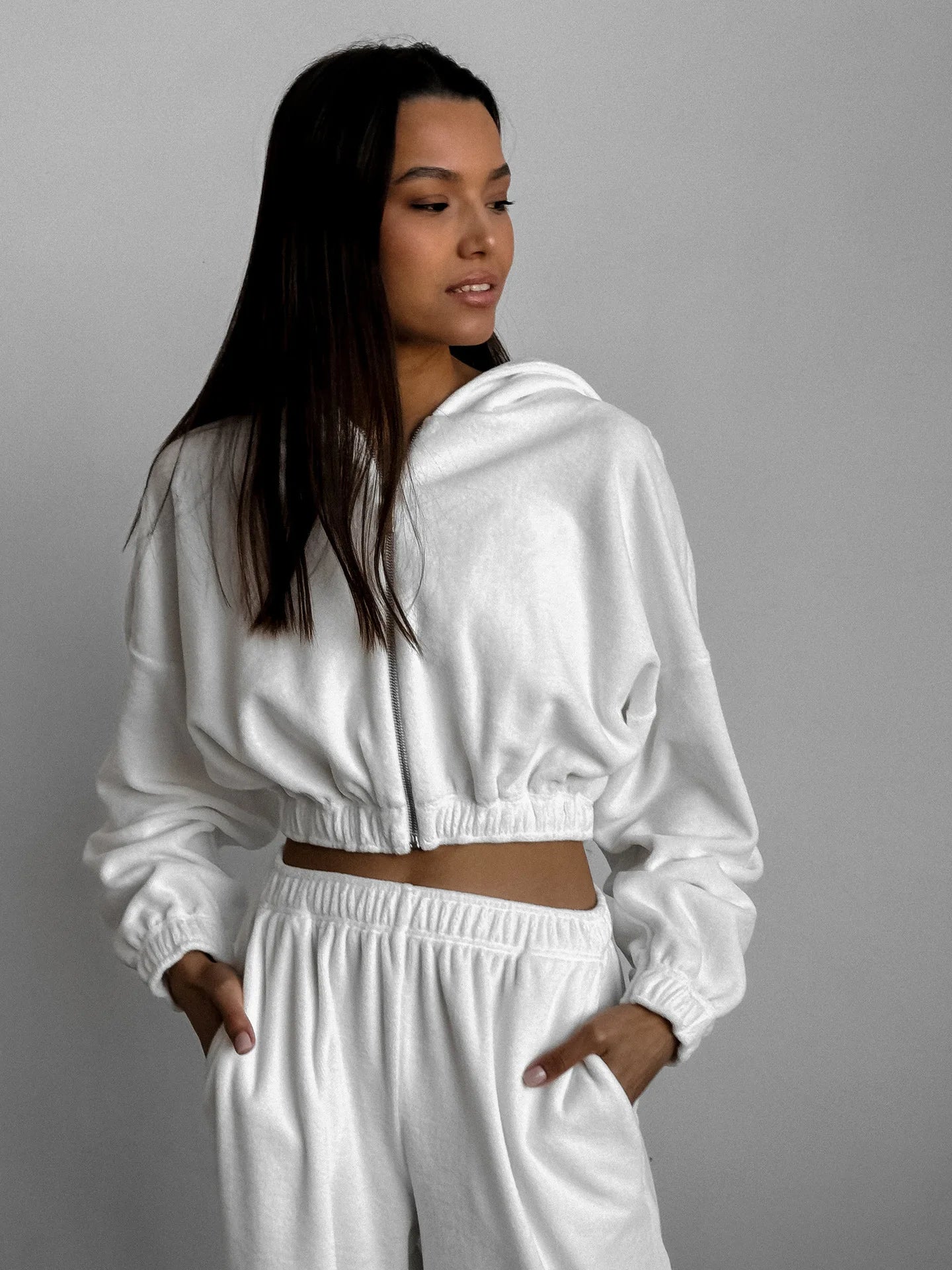 Fall Winter Women's Fashion Hooded Stand Collar Sweatshirt Set Casual Loose Fit Two Piece Streetwear Lounge Gym Ourdoor Outfit