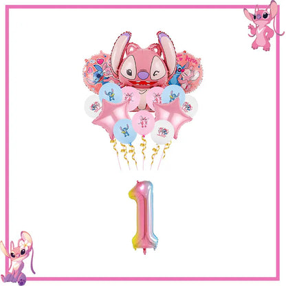 Disney Rosa Stich Geburtstag Party Dekorationen Geschirr Set Tischdecke Hintergrund Banner Für Kinder Geburtstag Dekorationen Lieferungen