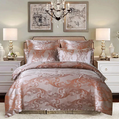 European Satin Jacquard Duvet Cover Set High Quality Smooth and Skin Friendly Comforter Cover Set Summer Bedding Kit for Adults