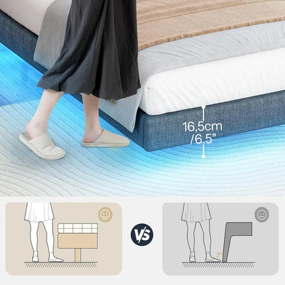 Gästebett 90 x 200 cm mit Ladestation und LED-Beleuchtung, Bettrahmen, einfache Montage zum Schlafen