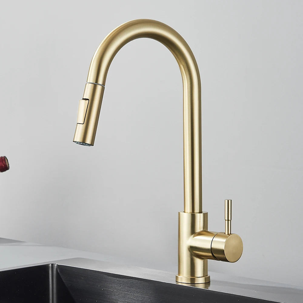 Black Pull Out Kitchen Faucet Deck Mounted Flexible Hot And Cold Water Kitchen Sink Mixer Tap With Stream Shower Modes Nozzle