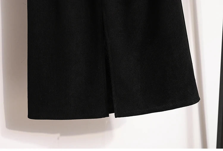 2025 Autumn Winter Plus Size Skirts Women High Waist Solid A-line Skirt Back Slit Korean Thick Elegant Fleece-lined Style Skirts