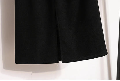 2025 Autumn Winter Plus Size Skirts Women High Waist Solid A-line Skirt Back Slit Korean Thick Elegant Fleece-lined Style Skirts
