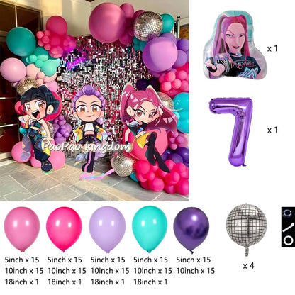 Kpop Dämonenjäger Themen Mädchen Geburtstag Luftballons Dekoration Anzahl Ballon Partyzubehör Babyparty Film Halloween Ballon