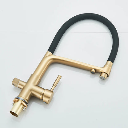 Drinking Water Kitchen Faucet Pull Down Sprayer 360 Rotate Mixer Tap Deck Mount Filtered Water Tap Hot Cold Water Crane