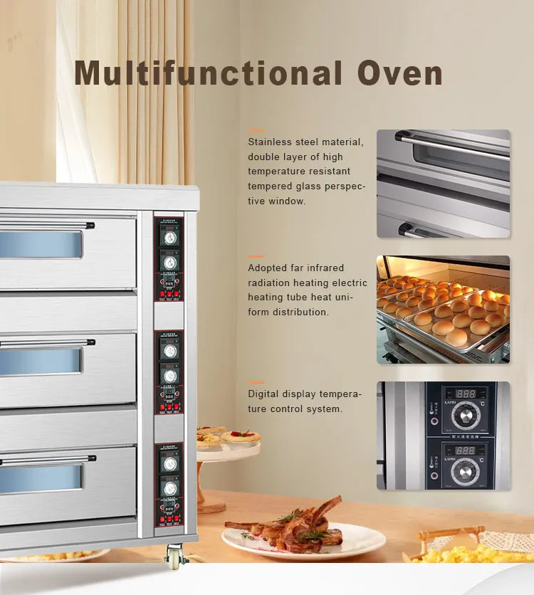 Commercial Electric Gas Automatic Bread Baking Oven Prices / Complete Bakery Equipment Machine For Sale.