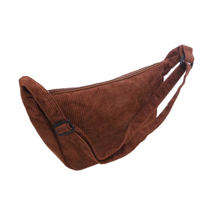 Corduroy Shoulder Bag Minimalist Crossbody Bag Women's Handbags Fashion Fabric Underarm Bag Solid Color Zipper Female Handbag