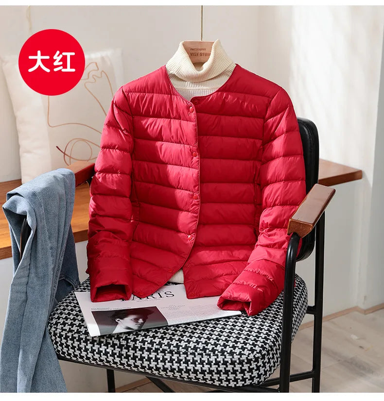 Neuheiten frauen Weiße Ente Unten Liner Puffer Jacke 2023 Herbst Winter Weibliche Warm Halten Koreanische Büro Dame Unten Mantel.