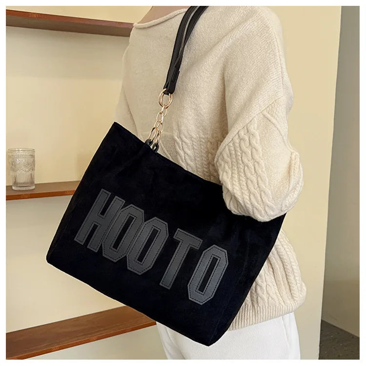 Solid Color Shoulder Bag, Trendy Letters Tote Bag, Canvas Campus Handbag for Women, Office,College,Work,Travel Hand Bags Bolsa.