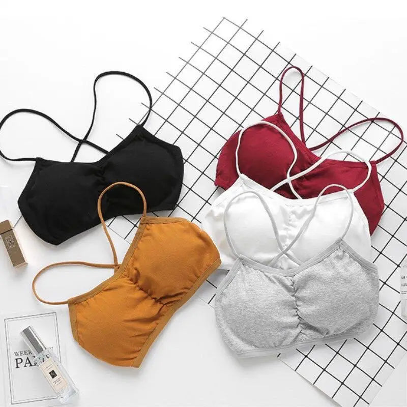 3pcs Womens Top Cross Strap Sports Bra Thin Push Up Sport Bra Yoga Gym Crop Tops Brassiere Fitness Breathable Girls Student Bras.
