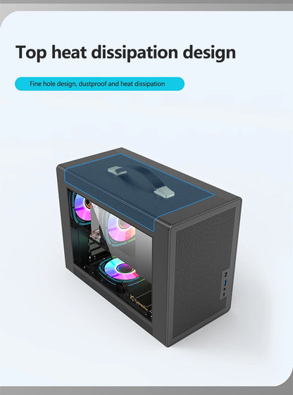 Power Train P60 Desktop MATX Case Handheld Portable Mesh Version PC Small Chassis Supports 350mm Graphics Card Type-C Interface.