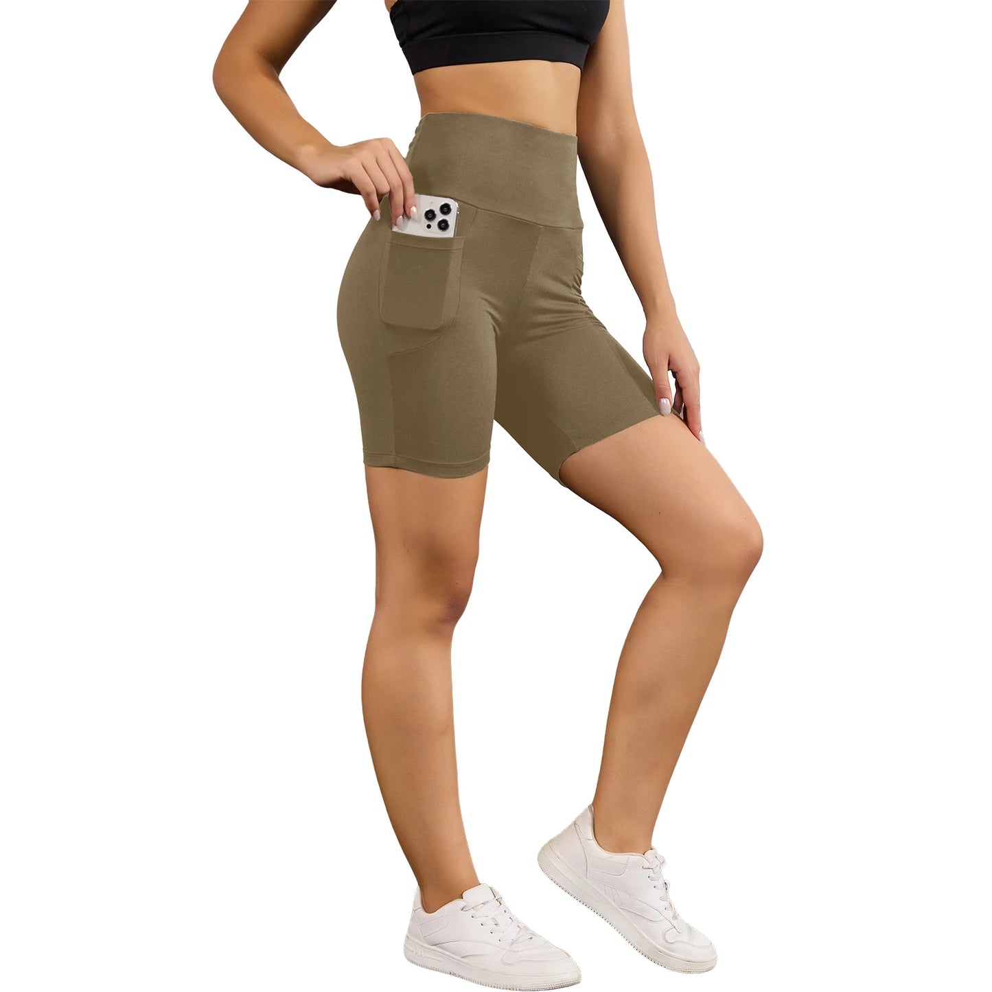 High Waisted Biker Shorts For Women With Pockets Super Soft No See Through Workout Running Yoga Athletic Push Up Gym.