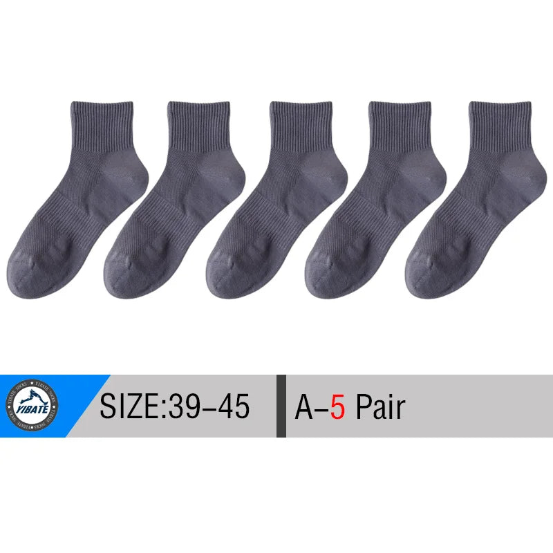 5/10 Pair Men's  Cotton Socks High Quality Breathable Mesh Socks Durable Solid Color Casual Socks Fashion Dress Socks Man.