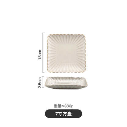 Nordic Household White Bowls Dinner Plates Ceramic White Glaze Tableware Set Western Steak Dish Salad Bowl Vegetable Fish Plate