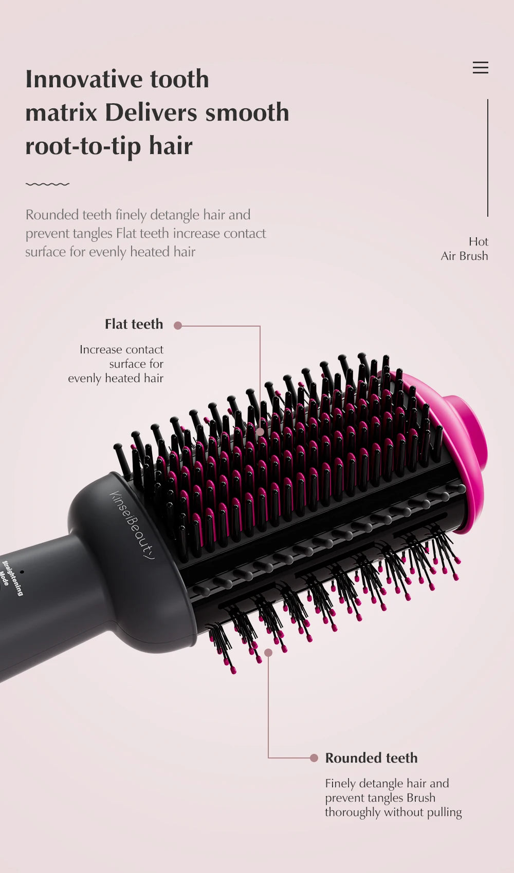 Kinseibeauty  Hair dryer Functional 5 In 1 professional hot air comb straight hair curling equipment salon.