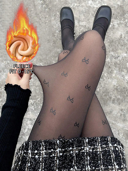Women Fleece Tights Woman Warm Winter Pantyhose Sexy Translucent Stockings Thermal Elasticity Panty Fashion Leggings Female