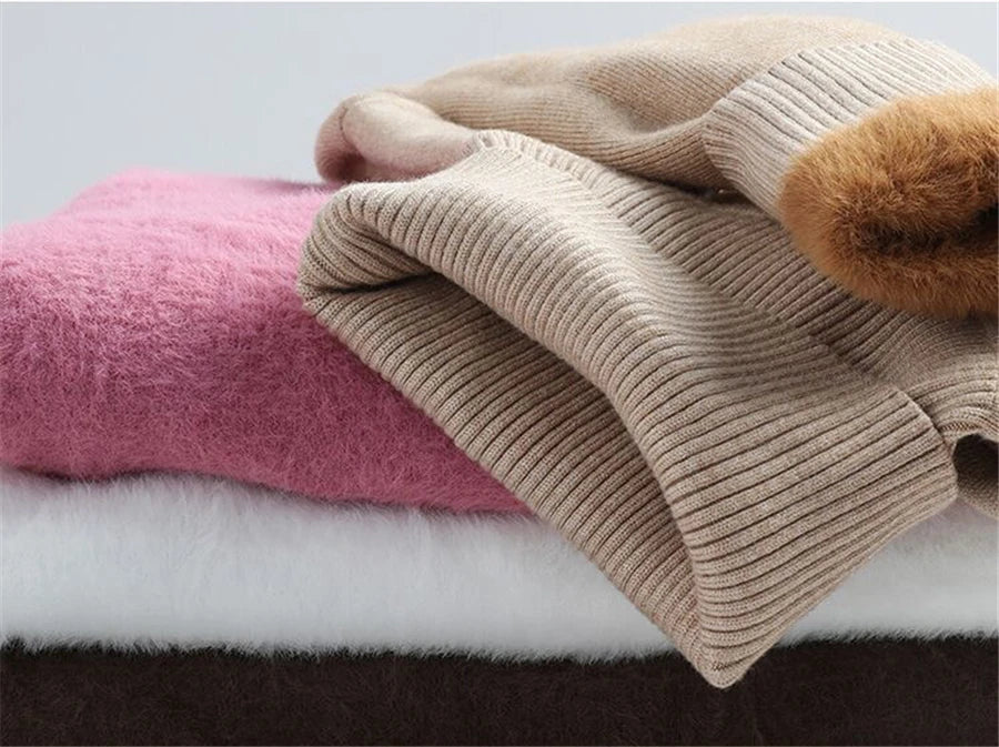 Rollkragen Winter Pullover Frauen Elegante Verdicken Samt Gefüttert Warme Sueter Gestrickte Pullover Schlank Tops Jersey Strickwaren Jumper Neue